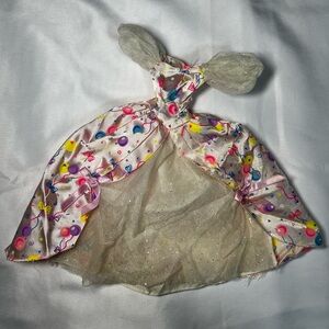 Vintage 90s Happy Birthday Barbie Pink White Gown Mattel Doll DRESS ONLY